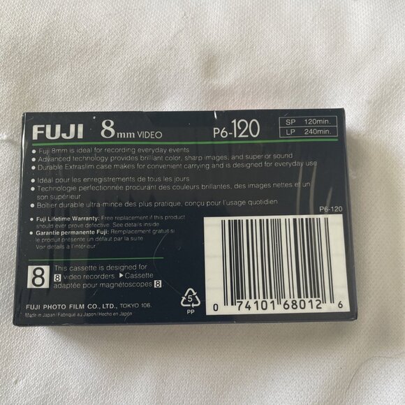 Fuji 8mm P6-120 Video Cassette High Quality 120/240 Min Recording Time Durable - Picture 2 of 7